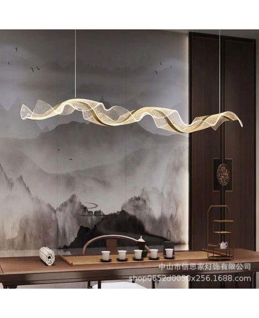 Creative Wave Ribbon Tea Room Pendant Front Desk Spiritual Light Zen Feng Shui Decoration Dining Room Acrylic Pendant