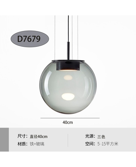 Nordic minimalist modern glass round pendant light, milk tea shop, clean bar restaurant pendant light, designer bedroom bedside pendant light