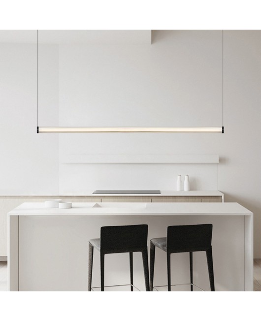 Nordic high-end Italian minimalist restaurant bar designer creative stainless steel iron long strip modern minimalist pendant light