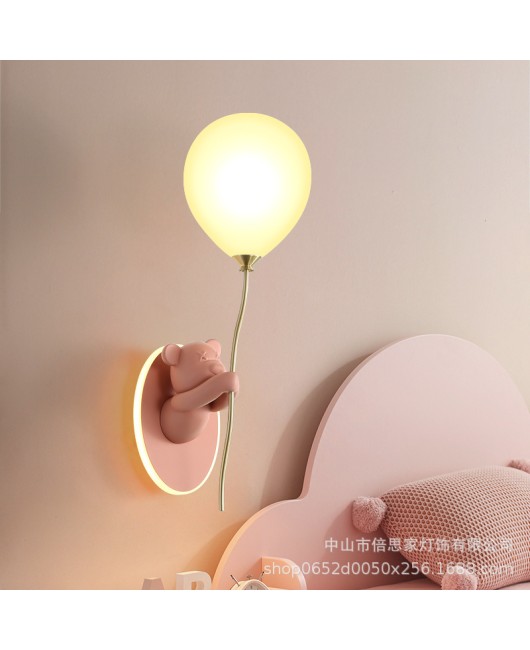 Nordic Creative Cartoon Violent Bear Boy and Girl Children's Room Wall Light Atmosphere Light Cute Girl Room Bedroom Bedhead