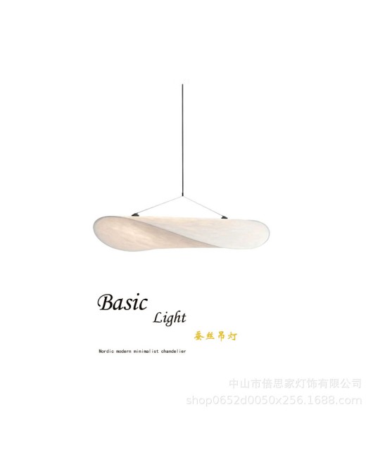 Japanese Wabi Sabi style minimalist silk fabric bedroom light designer homestay restaurant pendant light Nordic art pendant light