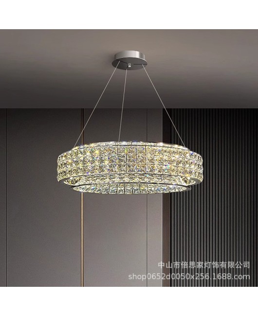 Beisijia high-end modern light luxury crystal living room pendant light, simple 2024 new round light luxury study dining room light