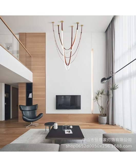 Italian minimalist modern designer restaurant, villa, living room, model room, high rise duplex, LOFT staircase, belt hoist