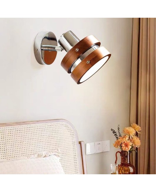 Japanese style walnut retro headboard Bauhaus antique style old villa bedroom window display pendant light wall lamp