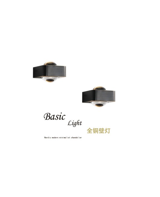 2023 New All Copper Minimalist Creative Background Wall Bedhead Bedroom Black Up and Down Luminous High end Atmosphere Wall Light