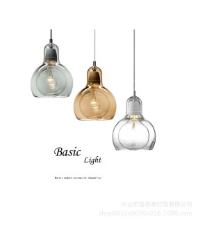 Nordic minimalist modern glass round pendant light, milk tea shop, clean bar restaurant pendant light, designer bedroom bedside pendant light