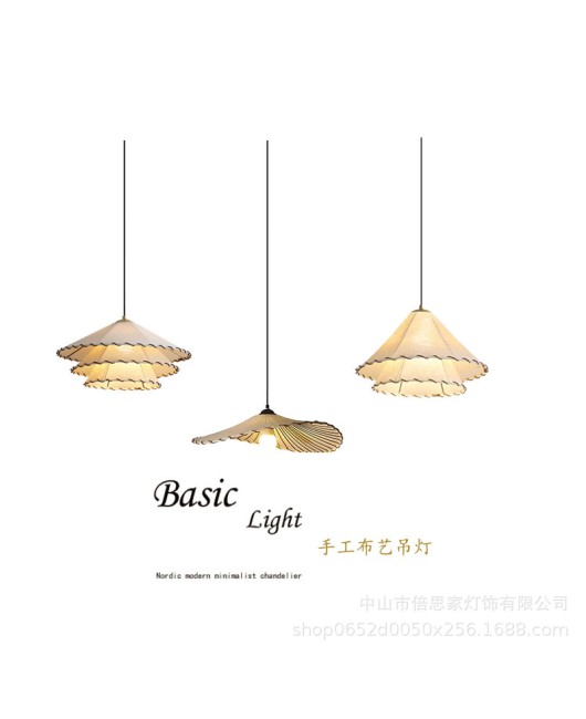 Japanese style minimalist restaurant, Chinese style fabric creative straw hat homestay, hot pot restaurant, tea room, clothing store, lotus leaf lighting, pendant lamp