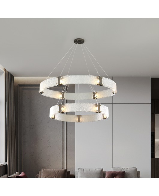 Postmodern light luxury glass chandelier bedroom dining room living room circular model room designer simple and creative chandelier