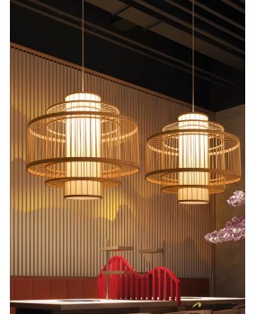 Chinese bamboo weaving, bamboo art, chandelier, Zen tea room restaurant, lantern hotpot restaurant, homestay, Southeast Asian creative Japanese lighting fixtures