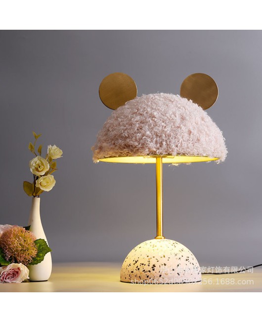 Mickey cartoon cute luxury girl pink children's room table lamp bedroom ins model room rabbit bedside table lamp