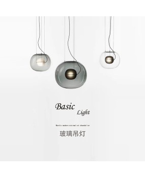 Nordic minimalist modern glass round pendant light, milk tea shop, clean bar restaurant pendant light, designer bedroom bedside pendant light