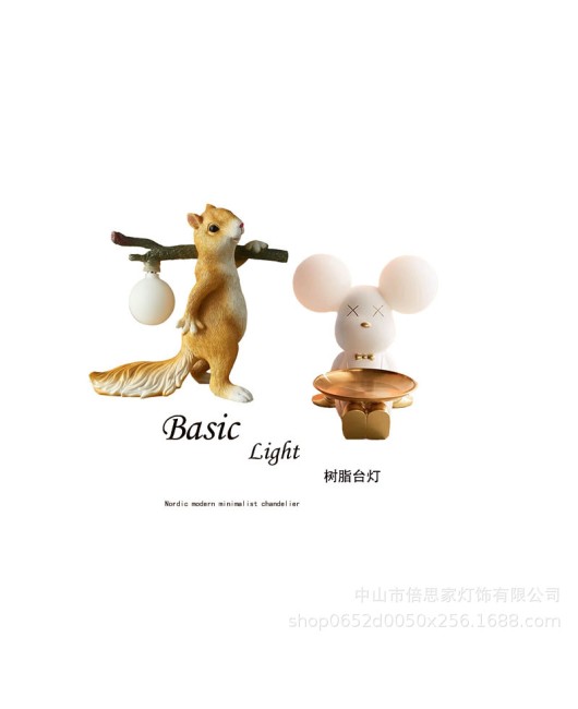 Mickey Mouse Violent Bear Cartoon Cute Children's Bedroom Desk Bedlight Sample Room Desktop Plush Bear Ornament