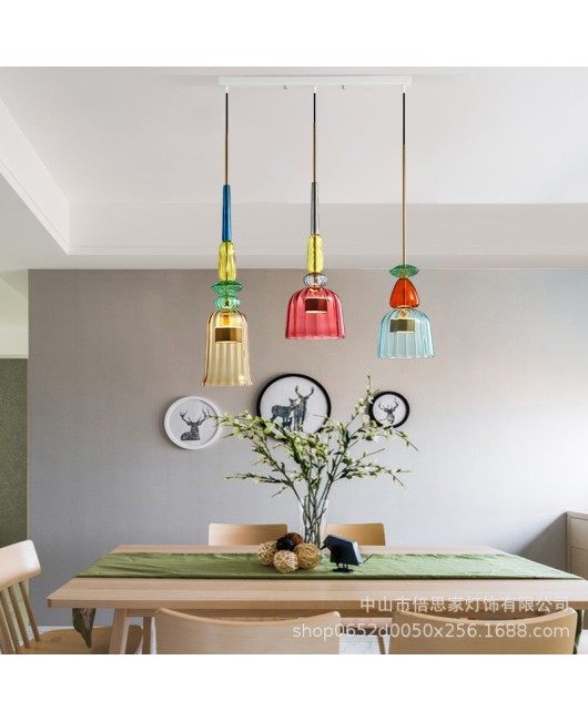 Nordic minimalist modern glass macaron candy milk tea shop Qingba restaurant pendant light designer glass pendant light