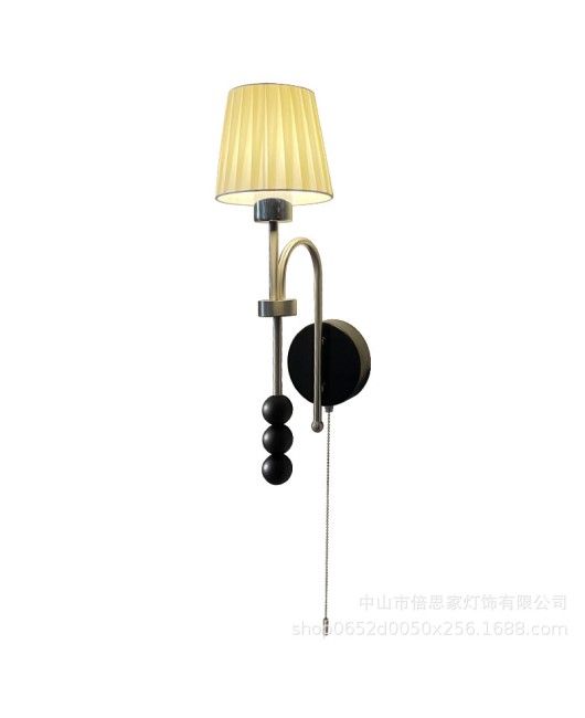 Beisijia French antique bedroom bedside lamp, living room background wall, corridor, drawstring switch, full spectrum wall lamp