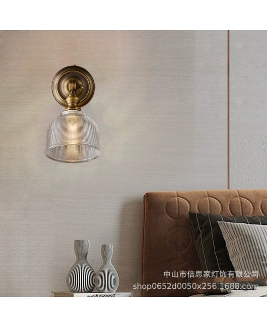 2024 new all copper Nordic light luxury bedroom background wall decoration creative minimalist designer bedside wall lamp