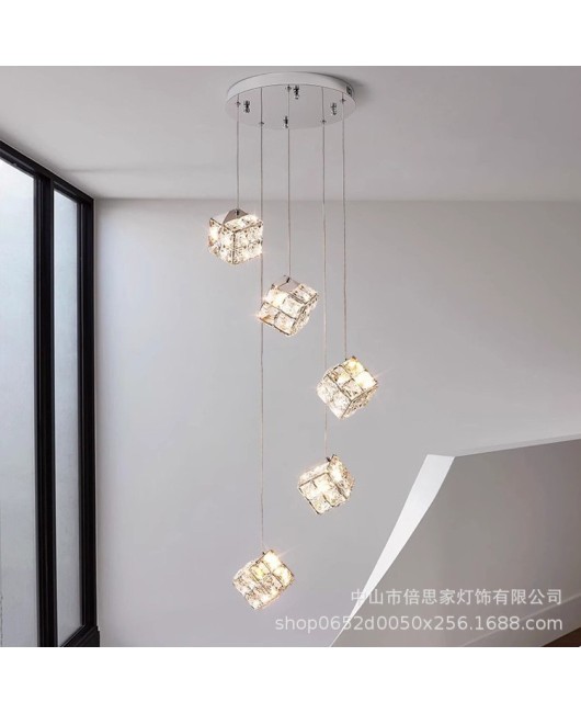 Beisijia Nordic Modern Luxury Stainless Steel Multi head Pendant Lamp Villa Staircase Hotel Duplex High end Pendant Lamp