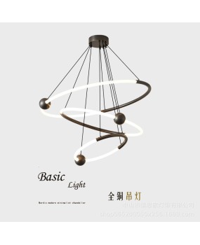 2023 all copper modern minimalist light luxury restaurant dining table minimalist dining room pendant light high-end designer circular pendant light