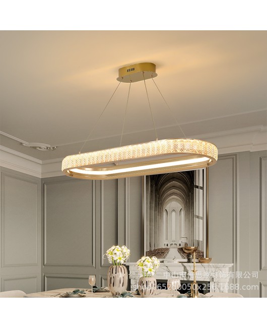 Nordic modern light luxury aluminum crystal chandelier living room dining room grand main light luxurious ring chandelier