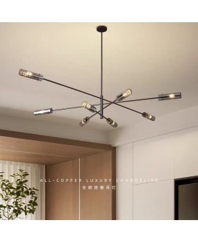 2023 all copper modern minimalist restaurant dining table minimalist dining room designer pendant light ring high-end pendant light fixture