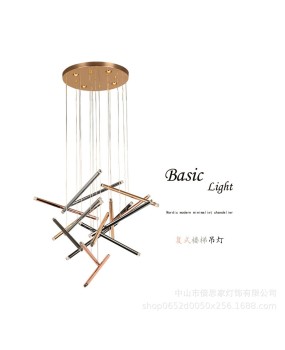 Nordic dual head luminous corridor decorative pendant light, duplex staircase light, hotel lobby sand table light, intelligent pendant light