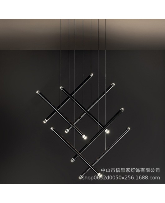 Nordic dual head luminous corridor decorative pendant light, duplex staircase light, hotel lobby sand table light, intelligent pendant light