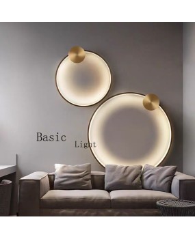 Nordic geometric minimalist all copper living room sofa background wall light creative circular atmosphere bedroom staircase decoration wall light