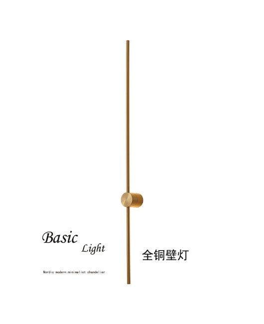 Lutou all copper modern bedroom bedside strip hotel wall lamp villa corridor living room background wall high-end wall lamp