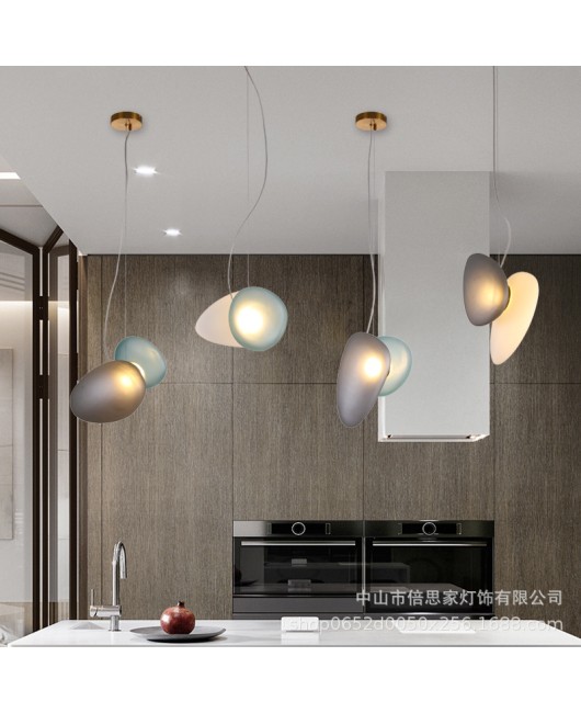 Beisijia's new modern Nordic light luxury pebble art restaurant creative colored glass pendant light