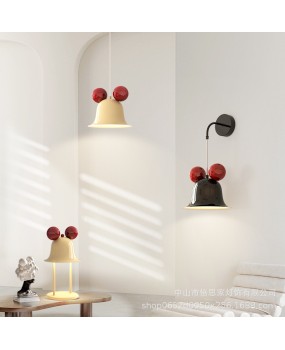 2024 light luxury Nordic full spectrum Mickey cream minimalist creative bedroom headboard pendant light wall lamp eye protection desk lamp