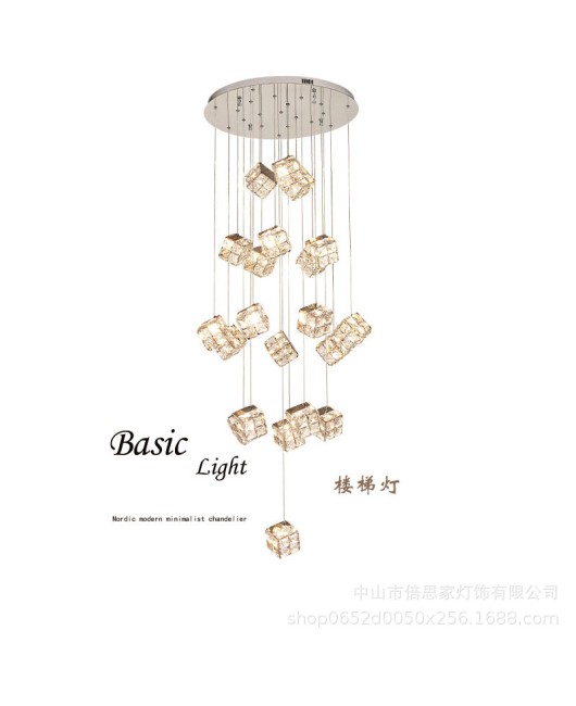 Beisijia Nordic Modern Luxury Stainless Steel Multi head Pendant Lamp Villa Staircase Hotel Duplex High end Pendant Lamp