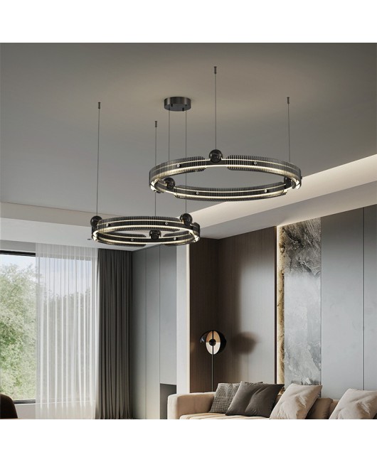 2023 all copper modern minimalist dining table, minimalist dining room pendant light, long strip high-end pendant light fixture