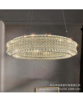 Beisijia high-end modern light luxury crystal living room pendant light, simple 2024 new round light luxury study dining room light