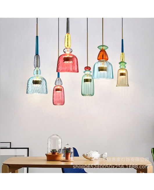 Nordic minimalist modern glass macaron candy milk tea shop Qingba restaurant pendant light designer glass pendant light