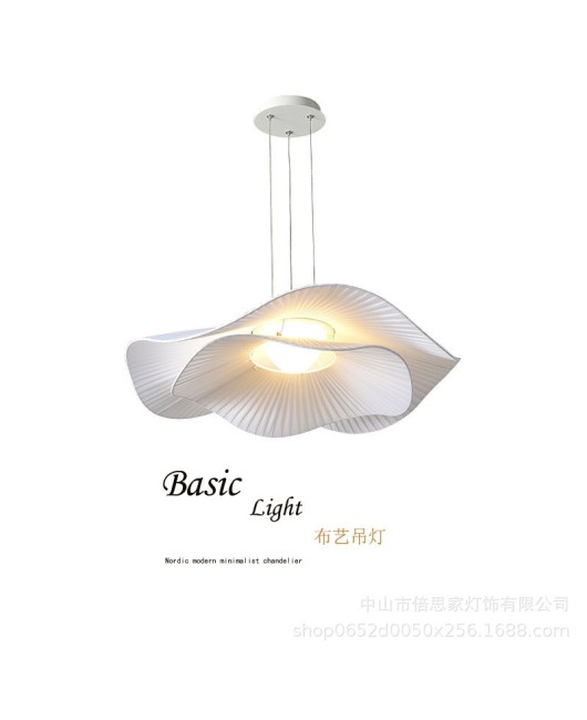 Modern and minimalist Nordic LED lotus leaf lamp for girls with Instagram style creative and personalized lighting for restaurants. Internet famous fabric pendant light