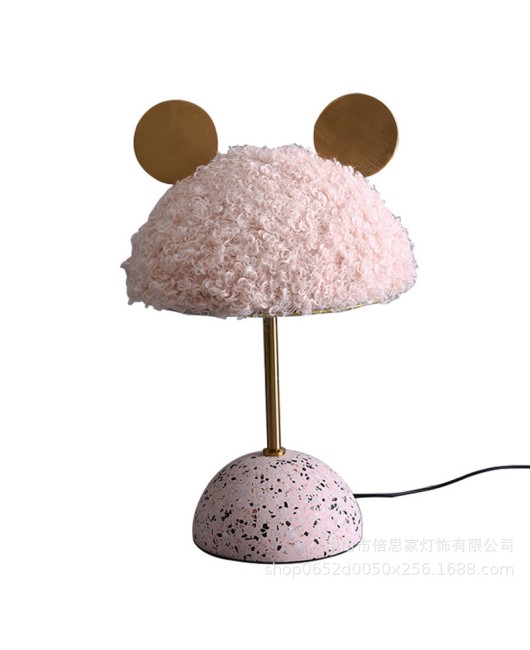 Mickey cartoon cute luxury girl pink children's room table lamp bedroom ins model room rabbit bedside table lamp