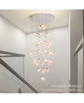 Beisijia Nordic Modern Luxury Stainless Steel Multi head Pendant Lamp Villa Staircase Hotel Duplex High end Pendant Lamp