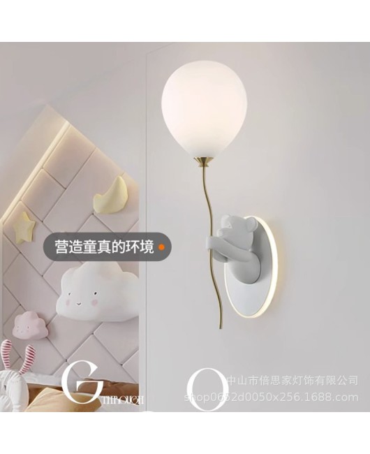 Nordic Creative Cartoon Violent Bear Boy and Girl Children's Room Wall Light Atmosphere Light Cute Girl Room Bedroom Bedhead