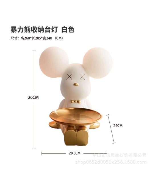 Mickey Mouse Violent Bear Cartoon Cute Children's Bedroom Desk Bedlight Sample Room Desktop Plush Bear Ornament