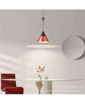 Full spectrum red flying saucer Italian designer minimalist Nordic island counter pendant light bedroom restaurant creative light