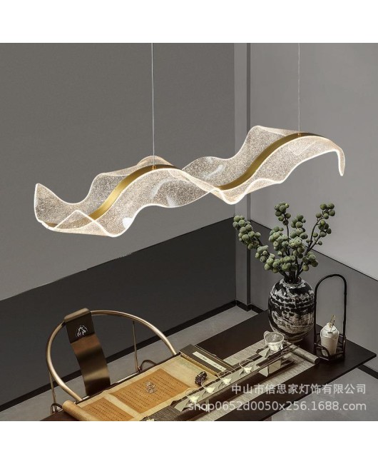 Creative Wave Ribbon Tea Room Pendant Front Desk Spiritual Light Zen Feng Shui Decoration Dining Room Acrylic Pendant