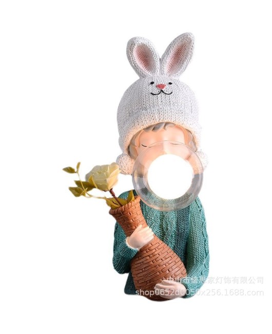 Cartoon internet celebrity Instagram, light luxury, blowing bubbles, cute girl, gift giving and decoration, warm and romantic bedside bedroom, LED desk lamp