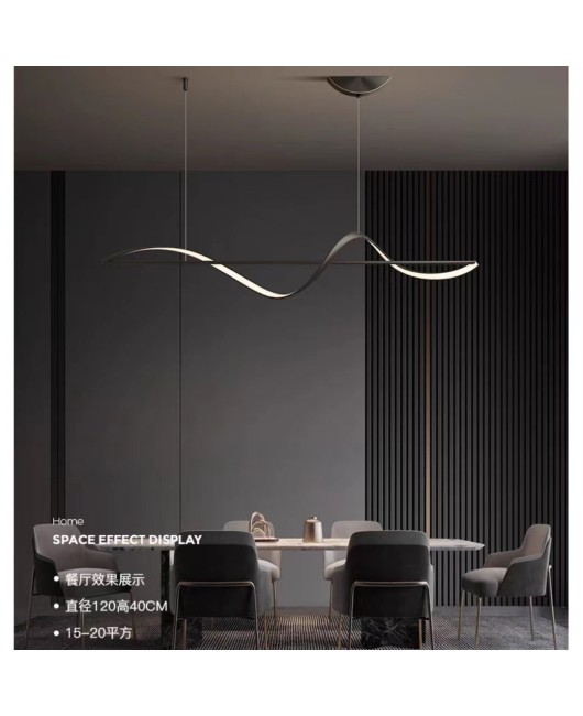 2023 all copper modern minimalist dining table, minimalist dining room pendant light, long strip high-end pendant light fixture