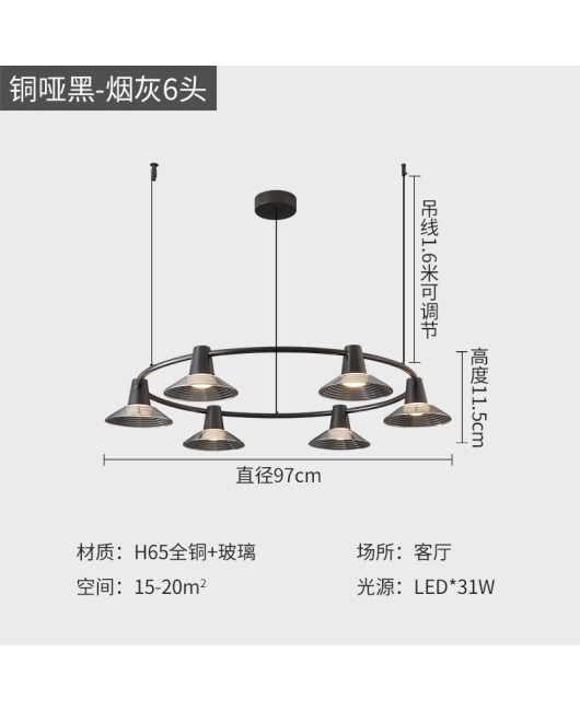 2023 All Copper Modern Minimalist Restaurant Table Minimalist Dining Room Pendant Ring Long Strip High end Pendant Light Fixture