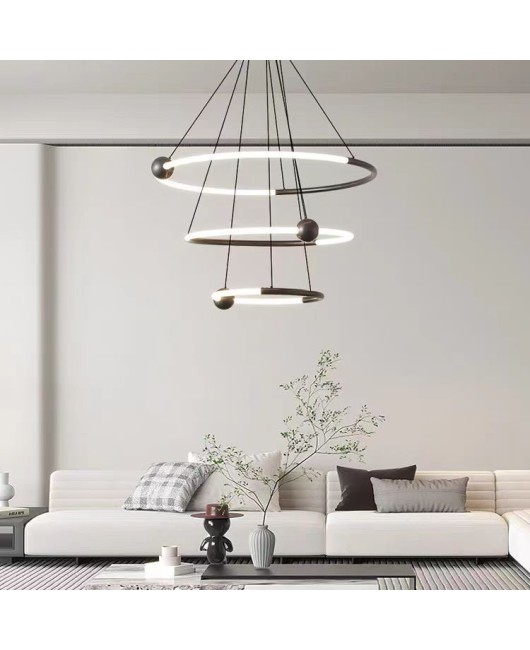 2023 all copper modern minimalist light luxury restaurant dining table minimalist dining room pendant light high-end designer circular pendant light