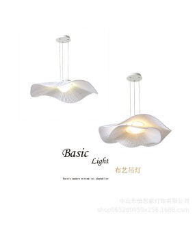 Modern and minimalist Nordic LED lotus leaf lamp for girls with Instagram style creative and personalized lighting for restaurants. Internet famous fabric pendant light