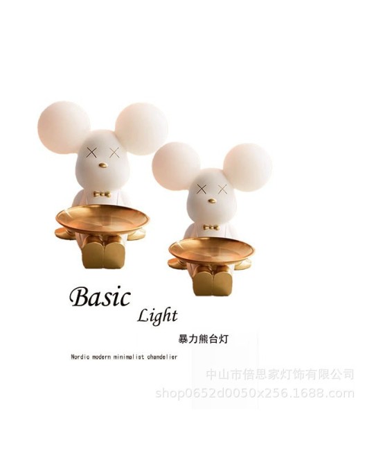 Mickey Mouse Violent Bear Cartoon Cute Children's Bedroom Desk Bedlight Sample Room Desktop Plush Bear Ornament