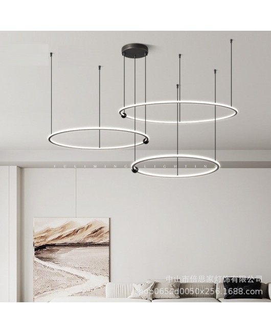 All copper Nordic modern minimalist Italian lighting, living room lighting, dining room hanging wire lighting, circular pendant light