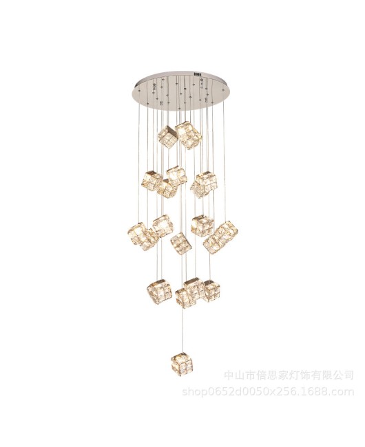 Beisijia Nordic Modern Luxury Stainless Steel Multi head Pendant Lamp Villa Staircase Hotel Duplex High end Pendant Lamp