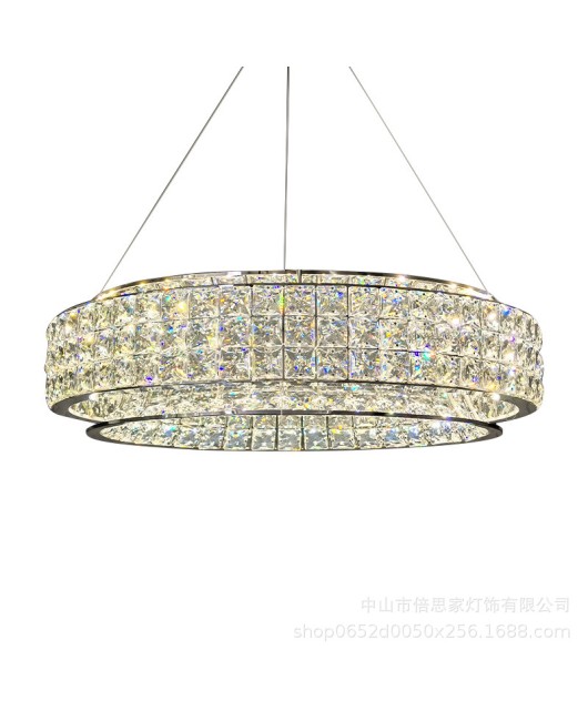 Beisijia high-end modern light luxury crystal living room pendant light, simple 2024 new round light luxury study dining room light