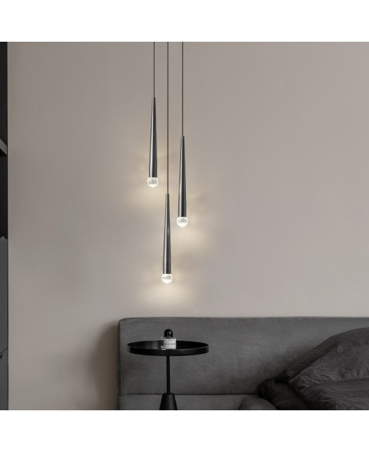 Minimalist all copper crystal bedside pendant light, modern minimalist restaurant bar counter, light luxury creative living room bedroom pendant light